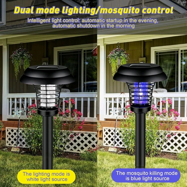 Medium UV LED Solar Powered LED Mosquito Trap / Bug Zapper, Protection Against Mosquito Insects, Solar Lights with Bug Zapper and Garden Lighting, Dual Modes for Small Insects Yard Garden Lawn Light Lamp (1 Pc)
