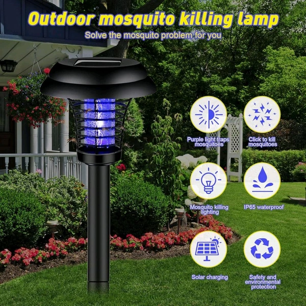 Medium UV LED Solar Powered LED Mosquito Trap / Bug Zapper, Protection Against Mosquito Insects, Solar Lights with Bug Zapper and Garden Lighting, Dual Modes for Small Insects Yard Garden Lawn Light Lamp (1 Pc)
