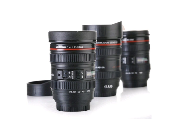 Camera Lens Shaped Coffee Mug Flask with Lid | A Creative and Functional Mug for Everyday Use!