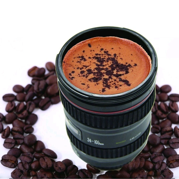 Camera Lens Shaped Coffee Mug Flask with Lid | A Creative and Functional Mug for Everyday Use!
