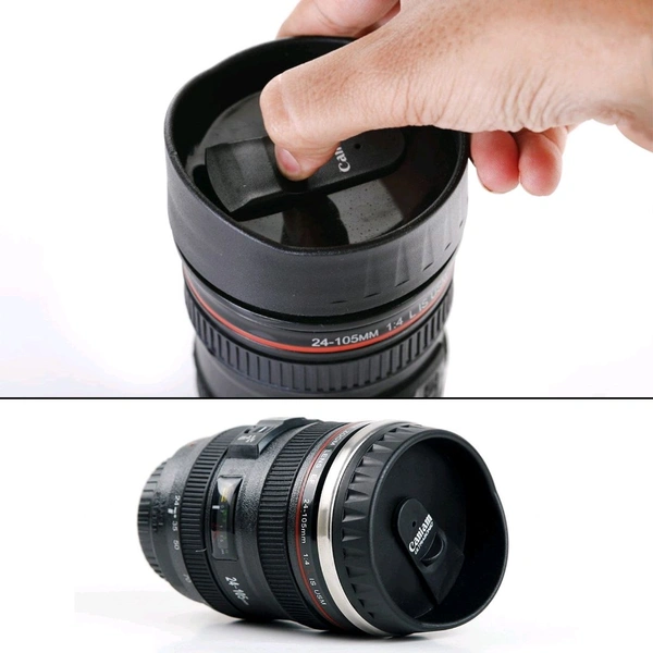 Camera Lens Shaped Coffee Mug With Lid camera cup, 350ml