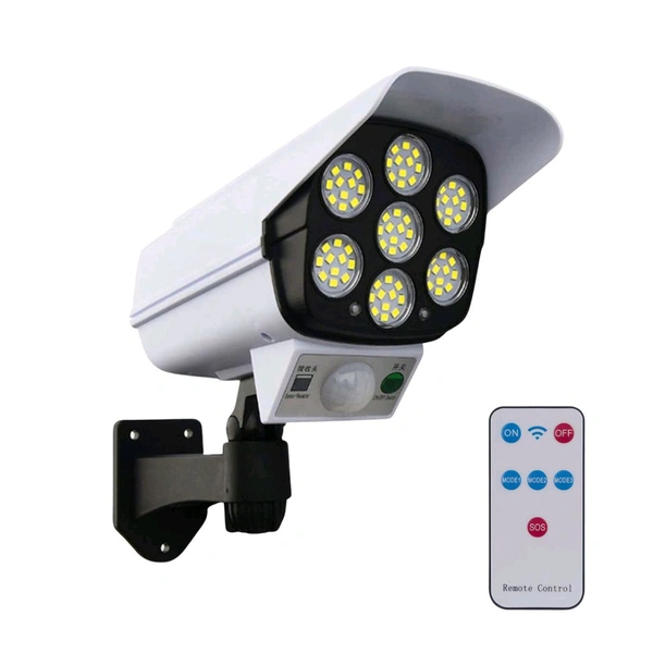 Solar Light Outdoor 77 Led Motion Sensor Security Camera Shaped Dummy Wall Lamp Waterproof For Home, Outdoor, Garden with Remote Control (1 Pc)
