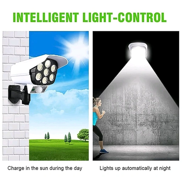 Solar Light Outdoor 77 Led Motion Sensor Security Camera Shaped Dummy Wall Lamp Waterproof For Home, Outdoor, Garden with Remote Control (1 Pc)
