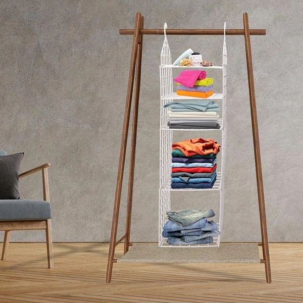Multipurpose 5-Layer Folding Clothes Storage Rack | Effortless Organization for Students, Small Spaces & Smart Storage