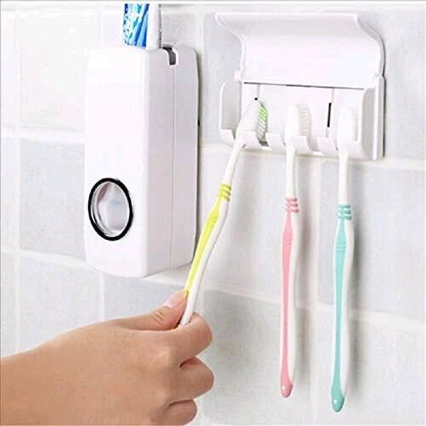 Automatic Toothpaste Dispenser & Tooth Brush Holder