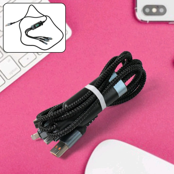 3-in-1 Super Fast Charging Cable 100w, Multifunctional Convenient Super Fast Charging Cable - Nylon Braided Cord, Silicone Zinc Alloy 3 Head Charging Cable