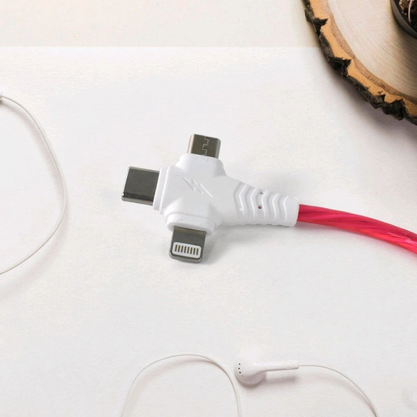 3 in 1 Charging Cable Light Up Fast Charger Multi Lighting Cable Charging Cable LED Flowing Light Up Charger Cable Durable TPE Charging Cord for Most Smart, Cell Phones (1 Pc)