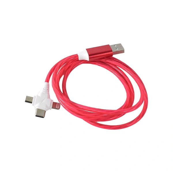 3 in 1 Charging Cable Light Up Fast Charger Multi Lighting Cable Charging Cable LED Flowing Light Up Charger Cable Durable TPE Charging Cord for Most Smart, Cell Phones (1 Pc)