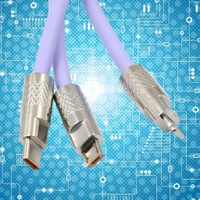 Multi USB Charging Cable 3 in 1, Multi Super Fast Charging Cable with USB-C, Micro USB Port (1 Pc)