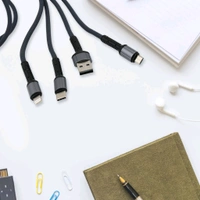 Multi USB Charging Cable 3 in 1, Multi Super Fast Charging Cable with USB-C, Micro USB Port, iPhone devices (1 Pc / 1200 MM)