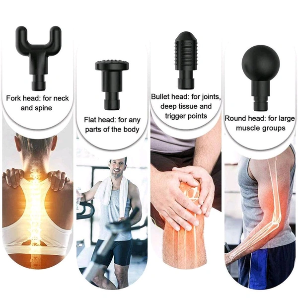 Cordless vibration full Body & Face Massage Machine For Pain Relief, 4 Specialized Heads & 6 adjustable speed vibrators ( facial gun)