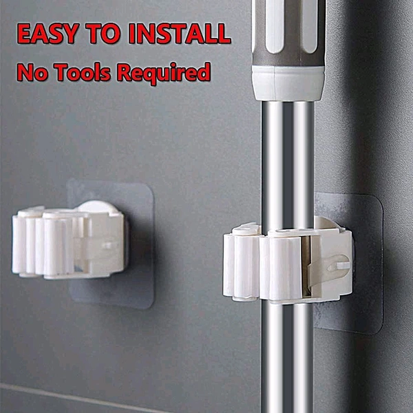 Anti-Slip Wall Mounted Single Mop/Broom Holder (Pack Of 6)