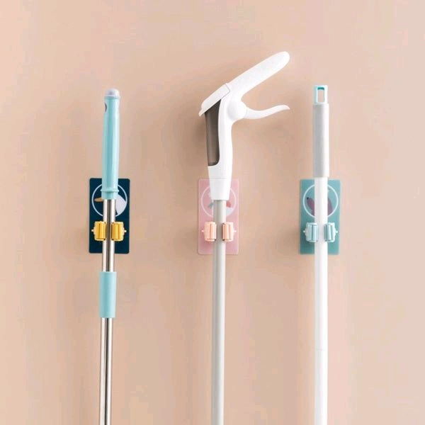 Self Adhesive Reusable Anti-Slip Wall Mounted Storage Rack Mop Holder 