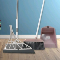 Heavy Duty Dustpan, Plastic Kitchen Wiper, 2 in 1 Adjustable Window Cleaning Squeegee Tool and Long Handle Broom Brush Combo (4 Pcs Combo)