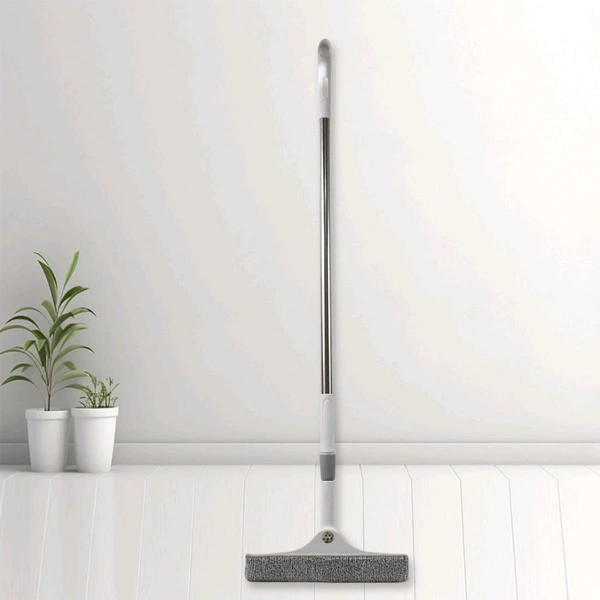 Heavy Duty Dustpan, Plastic Kitchen Wiper, 2 in 1 Adjustable Window Cleaning Squeegee Tool and Long Handle Broom Brush Combo (4 Pcs Combo)