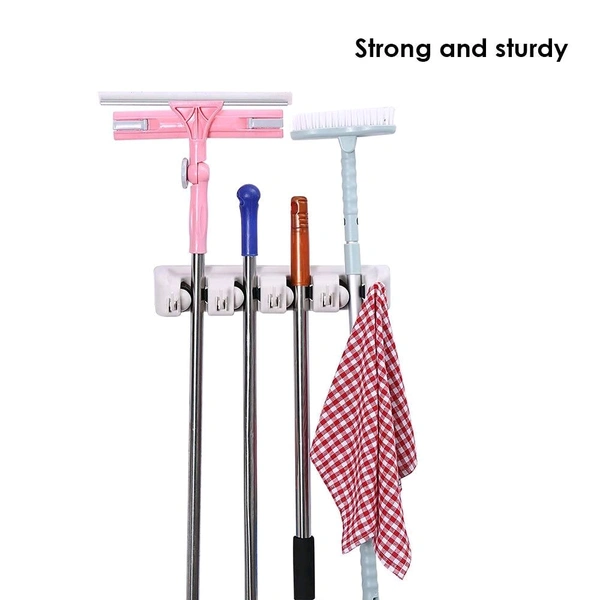 Multipurpose Wall Mounted Organizer Mop And Broom Holder - 4 Layer