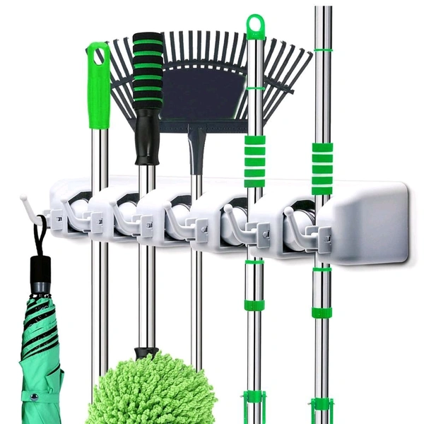  Multipurpose Wall Mounted Organizer Mop And Broom Holder - 5 Layer