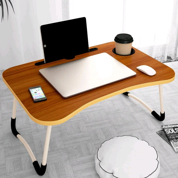 Laptop Table Foldable Portable Notebook Bed Lap Desk Tray Stand Reading Holder with Coffee Cup Slot for Breakfast, Reading & Movie Watching