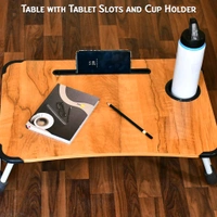 Laptop Table Foldable Portable Notebook Bed Lap Desk Tray Stand Reading Holder with Coffee Cup Slot for Breakfast, Reading & Movie Watching