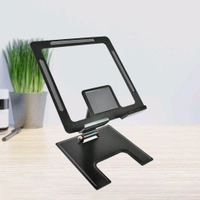 Tablet Phone Stand Aluminium Alloy Stand For Phone Tablet Support Adjustable Desktop Mobile Phone Holder Foldable Stand Adjustable Angle Stand Non Slip Design Aluminum Alloy Material Stand (1 Pc) - Black