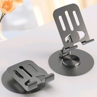 Metal Mobile Stand 360° Rotatable Mobile Stand Multiple Height & Angle Adjustments, Stable Metallic Round Base Weight of Any Phone (1 Pc)