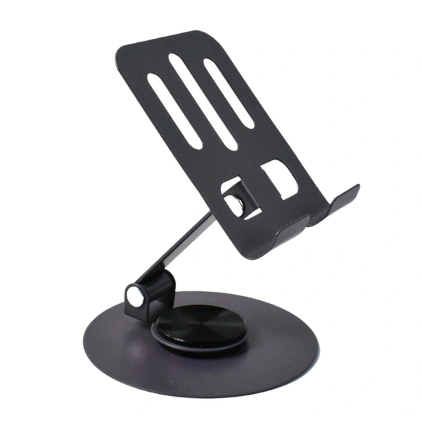 Metal Mobile Stand 360° Rotatable Mobile Stand Multiple Height & Angle Adjustments, Stable Metallic Round Base Weight of Any Phone (1 Pc)