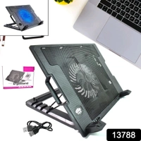 Laptop Fan Cooling Pad, Laptop Cooling Pad, Laptop Cooler Portable, Laptop Cooling Pad Bracket, with Fan, Dual USB Ports, Portable Ultra Slim USB Powered 5 Heights Adjustable Laptop Stand (1 Pc)
