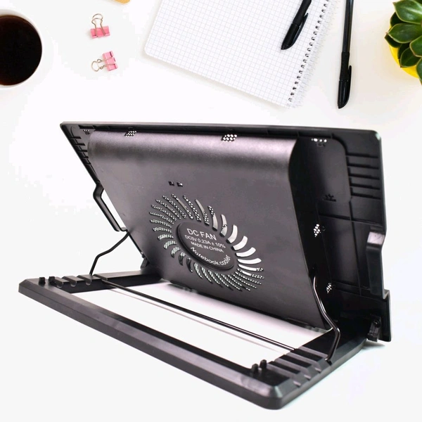 Laptop Fan Cooling Pad, Laptop Cooling Pad, Laptop Cooler Portable, Laptop Cooling Pad Bracket, with Fan, Dual USB Ports, Portable Ultra Slim USB Powered 5 Heights Adjustable Laptop Stand (1 Pc)
