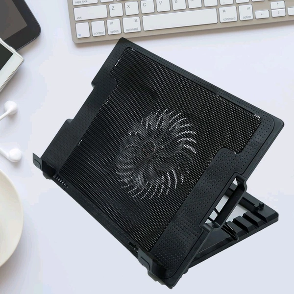 Laptop Fan Cooling Pad, Laptop Cooling Pad, Laptop Cooler Portable, Laptop Cooling Pad Bracket, with Fan, Dual USB Ports, Portable Ultra Slim USB Powered 5 Heights Adjustable Laptop Stand (1 Pc)

