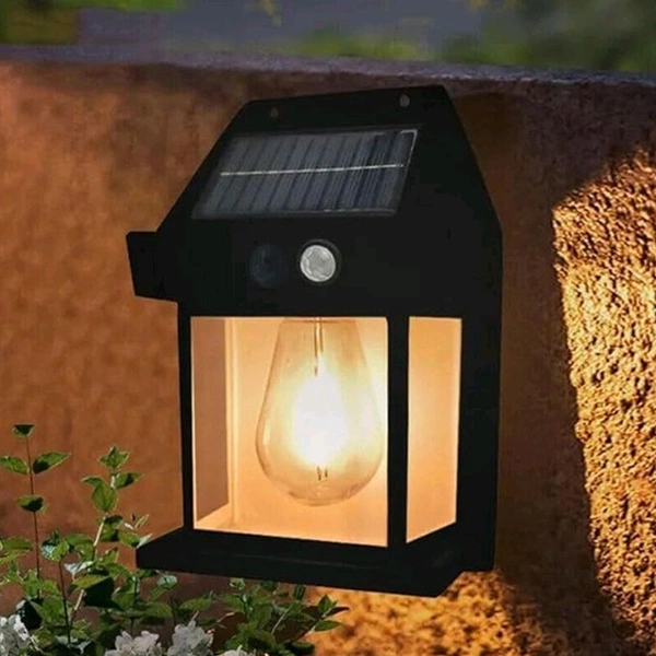 Solar Wall Lights / Lamp Outdoor, Wireless Dusk to Dawn Porch Lights Fixture, Solar Wall Lantern with 3 Modes & Motion Sensor, Waterproof Exterior Lighting with Clear Panel 