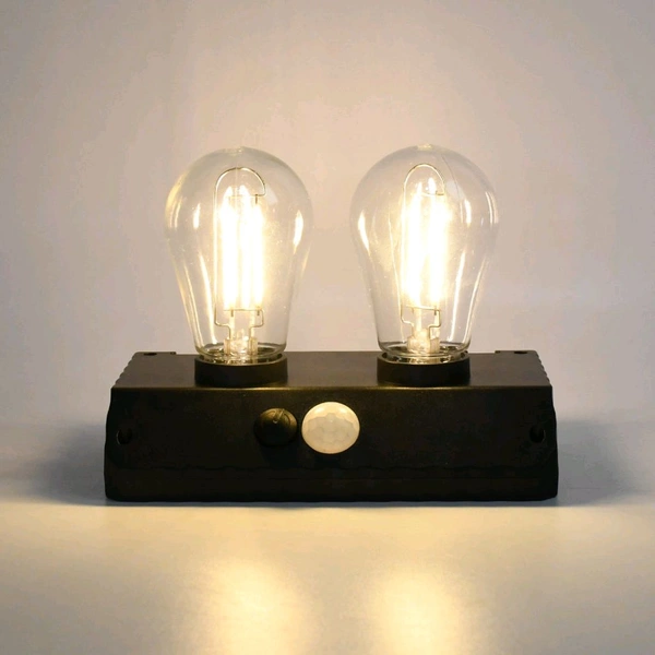 Solar Double LED Bulb Lamp, Solar Interaction Wall Lamp, Decorative Lighting Fixture YT-819- 2W (1 Pc)