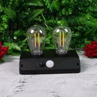 Solar Double LED Bulb Lamp, Solar Interaction Wall Lamp, Decorative Lighting Fixture YT-819- 2W (1 Pc)