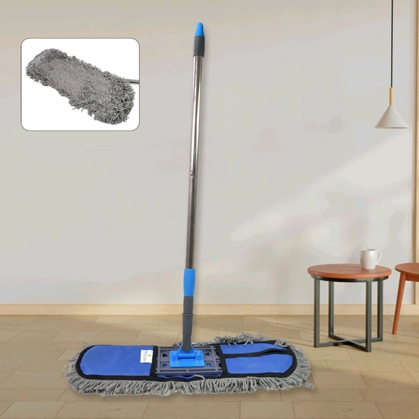 Wet and Dry Cotton Pad Floor Mop with Long Aluminium Handle, Wet and Dry Floor Mop (1 Pc / Large)