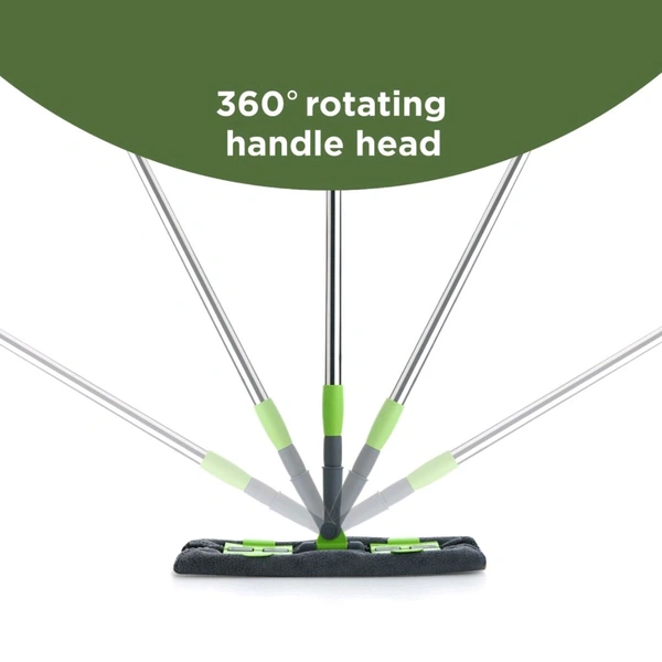 Multipurpose Wet & Dry Microfiber Flat Mop with 360° Rotating Head and Telescopic Steel Handle