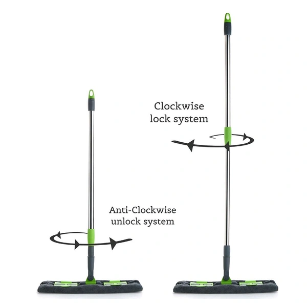 Multipurpose Wet & Dry Microfiber Flat Mop with 360° Rotating Head and Telescopic Steel Handle