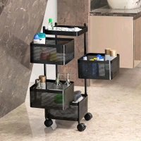Metal Square High Quality Kitchen Trolley Kitchen Organizer Items and Kitchen Accessories Items for Kitchen Rack Square Design for Fruits & Vegetable Onion Storage Kitchen Trolley with Wheels (4 Layer / 1 Pc)
