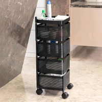 Metal Square High Quality Kitchen Trolley Kitchen Organizer Items and Kitchen Accessories Items for Kitchen Rack Square Design for Fruits & Vegetable Onion Storage Kitchen Trolley with Wheels (4 Layer / 1 Pc)
