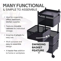 Metal Square High Quality Kitchen Trolley Kitchen Organizer Items and Kitchen Accessories Items for Kitchen Rack Square Design for Fruits & Vegetable Onion Storage Kitchen Trolley with Wheels (4 Layer / 1 Pc)
