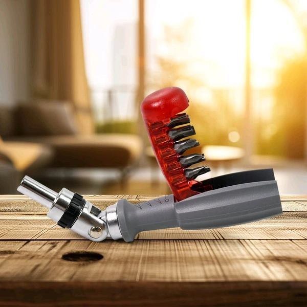 Multi Bits Ratchet Screwdriver Set, Adjustable Angle Two-Way Ratcheting Screwdriver, Hidden Bit Storage Phillips Screwdriver Slotted Screwdriver (1 Set)
