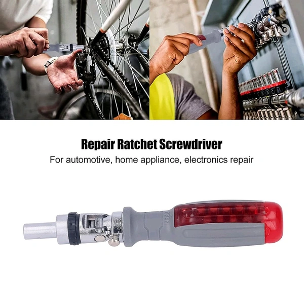 Multi Bits Ratchet Screwdriver Set, Adjustable Angle Two-Way Ratcheting Screwdriver, Hidden Bit Storage Phillips Screwdriver Slotted Screwdriver (1 Set)
