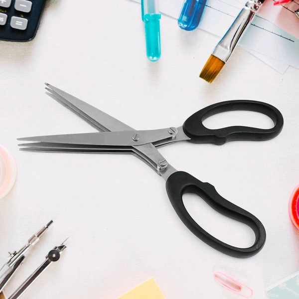 Multifunction Vegetable Stainless Steel Herbs Scissor with 3 Blades for Cutting for Kitchen, Paper Food Salad Herb Spices Cooking Tools Vegetable Cutter (1 Pc)
