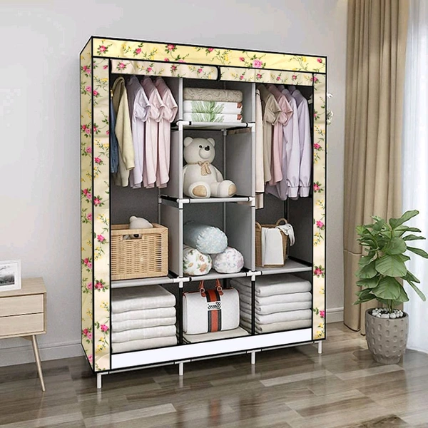 Big 8 Compartment Portable and Collapsible Wardrobe Racks Closet Foldable with High Capacity, Clothes Storage Rack Quick & Easy To Assemble (1 Set)
