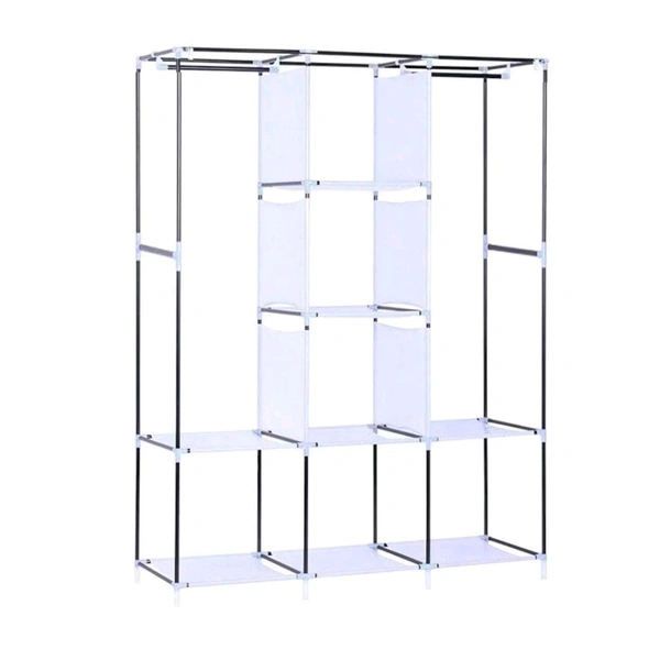 Big 8 Compartment Portable and Collapsible Wardrobe Racks Closet Foldable with High Capacity, Clothes Storage Rack Quick & Easy To Assemble (1 Set)
