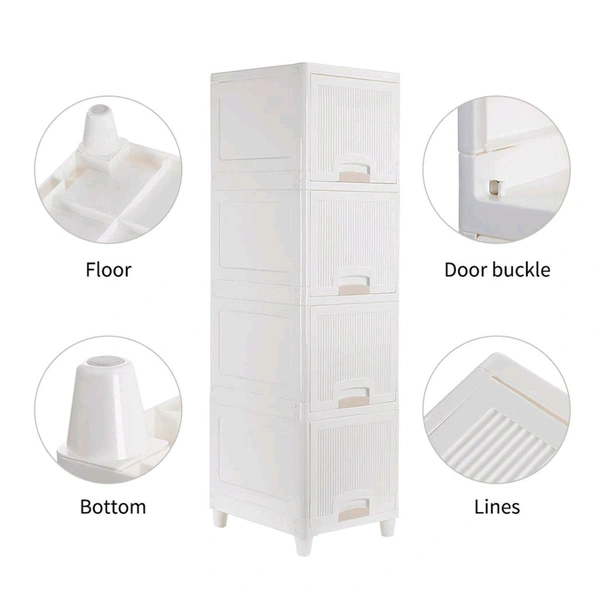 Multipurpose Storage Cabinet, Storage Solutions plastic drawers || Multi Layer Wardrobe Storage Drawers || Foldable Multipurpose Drawer Units For Kitchen, Bathroom, Bedroom, Cloth (4 Layer)
