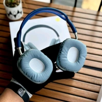 Headphones MAX 2 – Premium Wireless Bluetooth Headphones with Deep Bass, Active Noise Cancellation, and Carry Case - Blue, 1 Month Cybzone Warranty