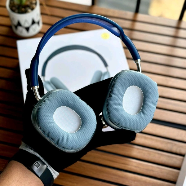 Headphones MAX 2 – Premium Wireless Bluetooth Headphones with Deep Bass, Active Noise Cancellation, and Carry Case - Blue, 1 Month Cybzone Warranty