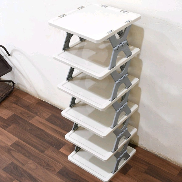 Smart Shoe Rack with 6 Layer Shoes Stand Multifunctional Entryway Foldable & Collapsible Door Shoe Rack Free Standing Heavy Duty Plastic Shoe Shelf Storage Organizer Narrow Footwear Home (Mix Color)
