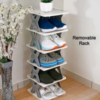 SMART SHOE RACK WITH 8 LAYER SHOES STAND MULTIFUNCTIONAL ENTRYWAY FOLDABLE & COLLAPSIBLE DOOR SHOE RACK FREE STANDING HEAVY DUTY PLASTIC SHOE SHELF STORAGE ORGANIZER NARROW FOOTWEAR HOME
