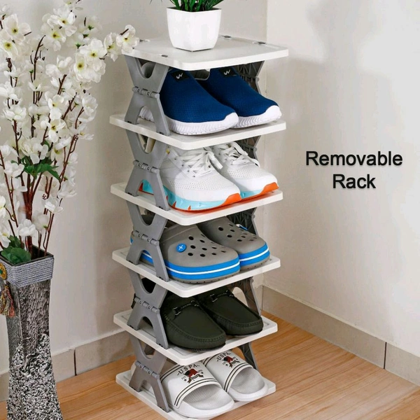 SMART SHOE RACK WITH 8 LAYER SHOES STAND MULTIFUNCTIONAL ENTRYWAY FOLDABLE & COLLAPSIBLE DOOR SHOE RACK FREE STANDING HEAVY DUTY PLASTIC SHOE SHELF STORAGE ORGANIZER NARROW FOOTWEAR HOME
