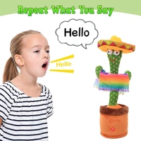 Electronic Dancing Cactus Toy, Electronic Dancing Cactus Toy with Cactus Recording and Repeat Your Words, Lighting, Singing, Cactus Mimicking Toy